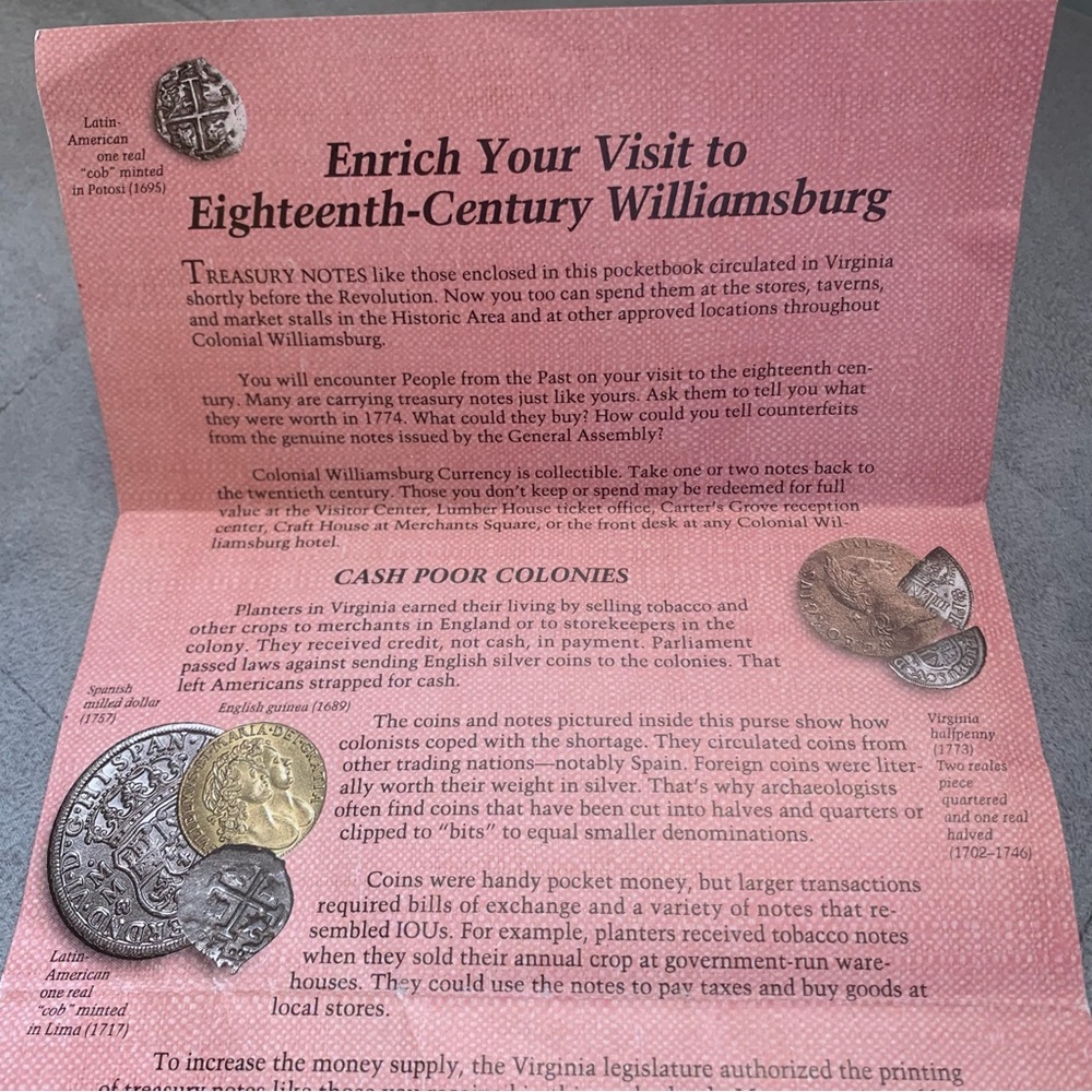 VTG Colonial
Williamsburg Bundle of 10
One Dollar Bills 1996 in Orig Pamphlet - Picture 8 of 16